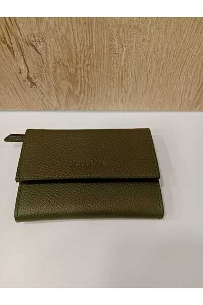 GUENZA HAKİ RENGİ GERÇEKDERİ CÜZDAN ALC01