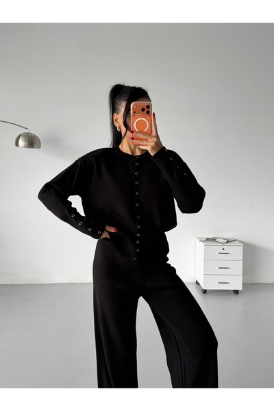 Lamierra Snap Fastener Soft Knitwear Women's Set