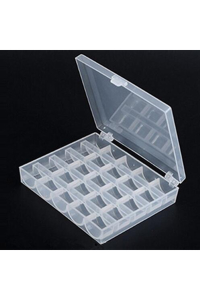 Choice1 علبة فارغة تحتوي على 25 بكرة خيط شفافة لماكينة الخياطة، علبة تخزين بل...