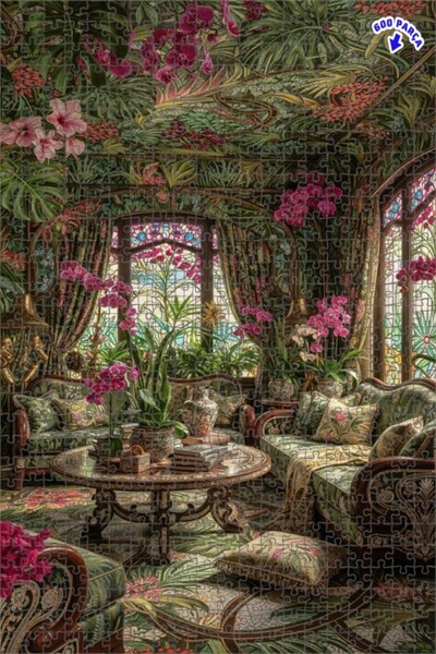 Teona Ahşap لغز خشبي مؤطر بطبقتين بمظهر لوحة زيتية لقصر الغابة السحرية 600 قط...