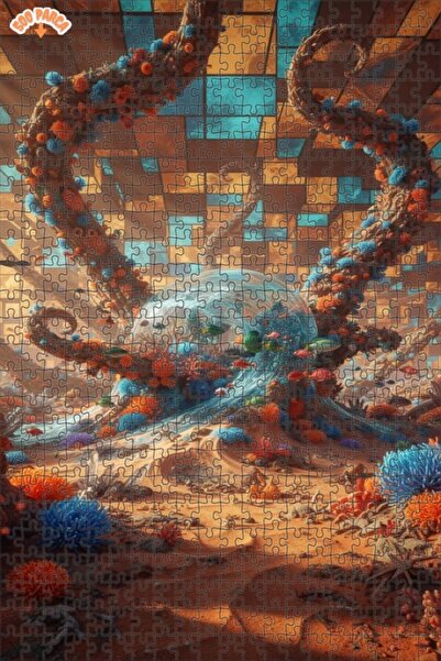 Teona Ahşap Fantastic Ocean Monster Double Layer Framed Wooden Puzzle 500 Pie...