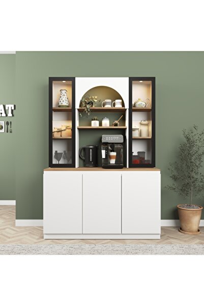 Cool Home Arya Ledli Aluminyum Cam Kapaklı Kahve Köşesi 120 cm,Çok Amaçlı Mut...