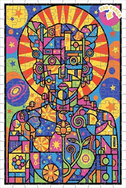 Teona Ahşap لغز خشبي ملون بتصميم فني هندسي فلكي مكون من طبقتين بإطار 200 قطعة...