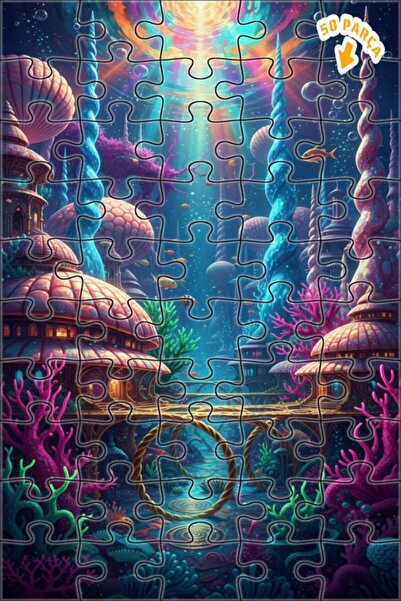 Teona Ahşap لغز خشبي على شكل مدينة الأحلام تحت الماء، لغز خشبي ذو طبقتين مؤطر...