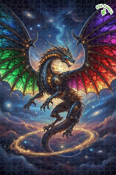 Teona Ahşap لغز خشبي مؤطر بطبقتين بمظهر لوحة زيتية لتنين السماء 800 قطعة 70×50