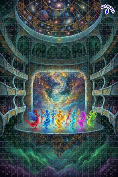 Teona Ahşap راقصون ملونون على المسرح السماوي، لوحة زيتية تبدو فنية، 600 قطعة،...