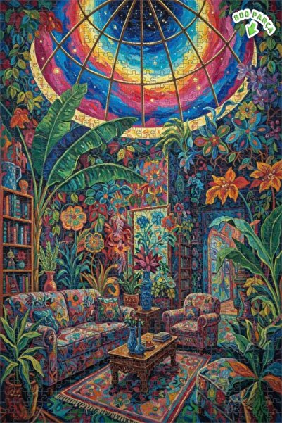 Teona Ahşap لغز خشبي ملون ذو طبقتين من حدائق البوتانيك 800 قطعة 70x50