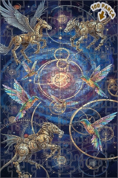 Teona Ahşap لغز خشبي مؤطر من طراز بيجاسوس وديناصور بتقنية البخار الغامضة، 100...