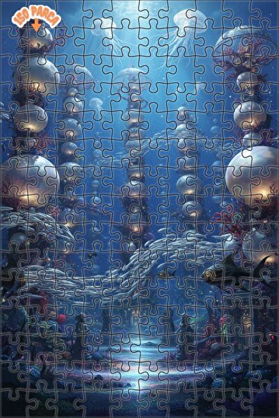 Teona Ahşap Fantastic Underwater City Oil Painting Look Wooden Puzzle 150 Pie...