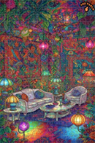 Teona Ahşap لغز فني على شكل لوحة زيتية لغرفة الغابة البرية، 400 قطعة، مقاس 35x35