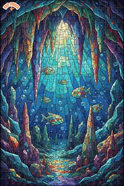 Teona Ahşap لغز خشبي على شكل أسماك الكريستال ذو مظهر زجاجي ملون 500 قطعة 50x30