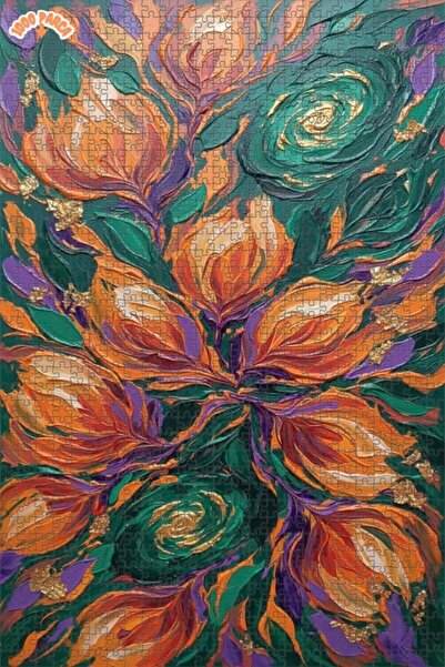 Teona Ahşap Canlı Çiçek Patlaması Çift katlı Çerçeveli Ahşap Puzzle 1000 PARÇ...