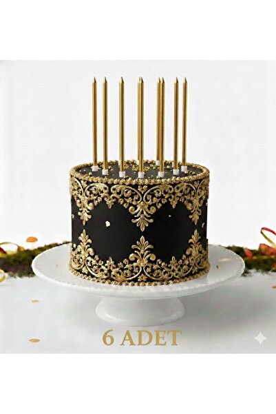 Işıltı Balon Dükkanı Gold Uzun Pasta Mumu 20 cm – Özel Günler İçin Şık Mum (6...