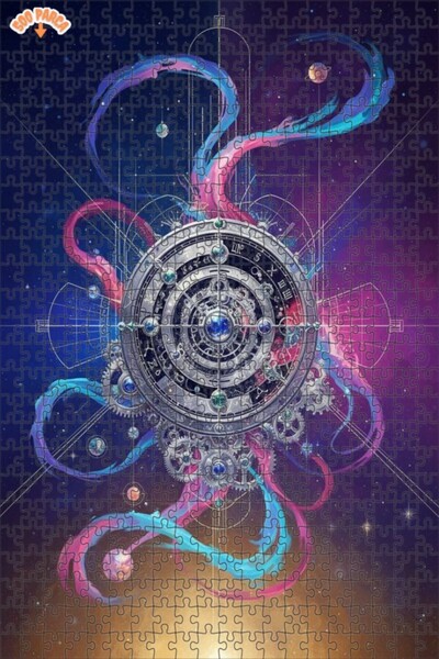 Teona Ahşap Cosmic Clock Art Double Layer Framed Wooden Puzzle 500 Pieces 50X30