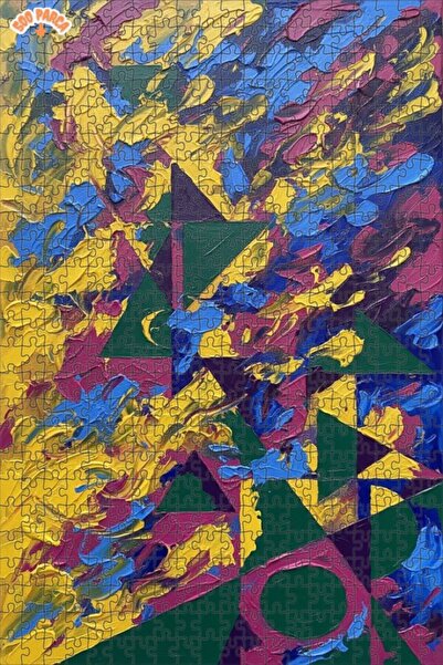 Teona Ahşap لغز خشبي مؤطر بطبقتين بمظهر لوحة زيتية هندسية تجريدية 500 قطعة 50×30