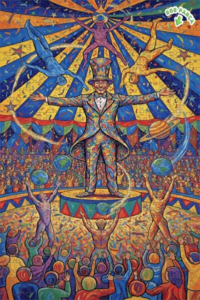 Teona Ahşap لغز خشبي بتصميم عرض السيرك، لغز خشبي ذو طبقتين بإطار، 800 قطعة، 7...