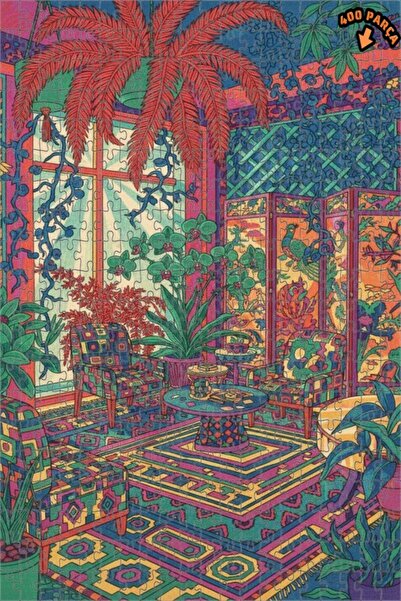 Teona Ahşap لغز خشبي ملون ذو طبقتين على شكل واحة استوائية 400 قطعة 35x35