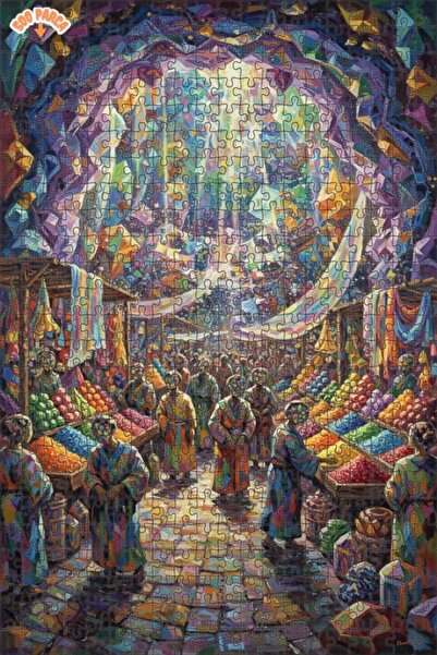 Teona Ahşap Vibrant Market Colors Oil Painting Look Wooden Puzzle 500 Pieces ...
