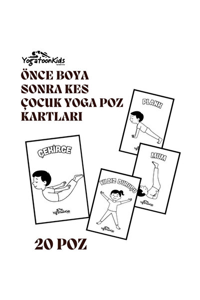 Yogatoon Kids World Önce Boya Sonra Kes Çocuk Yoga Poz Kartları - 20 Poz - Ke...