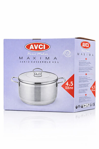 AVCI HOME MAKER Maxima Stainless Steel Casserole 4.5L (22×12 cm) – 18/10 Cr-N...