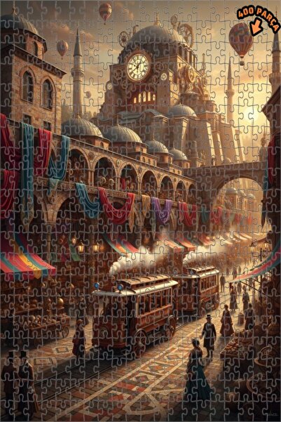 Teona Ahşap لغز خشبي ذو طبقتين على شكل مدينة ستيمبانك لايف ماركت بمظهر لوحة ز...