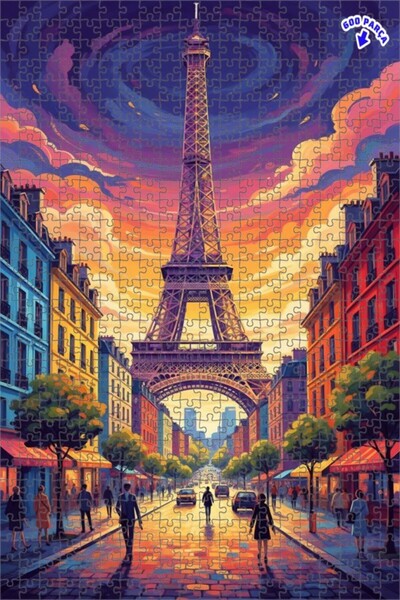 Teona Ahşap Paris Gün Batımı Yağlı Boya Görünümlü Çift Katlı Çerçeveli Ahşap ...