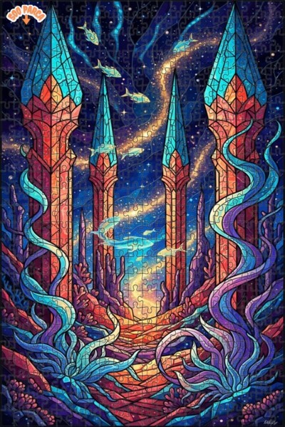 Teona Ahşap Magical Underwater Kingdom Double Layer Framed Wooden Puzzle 500 ...