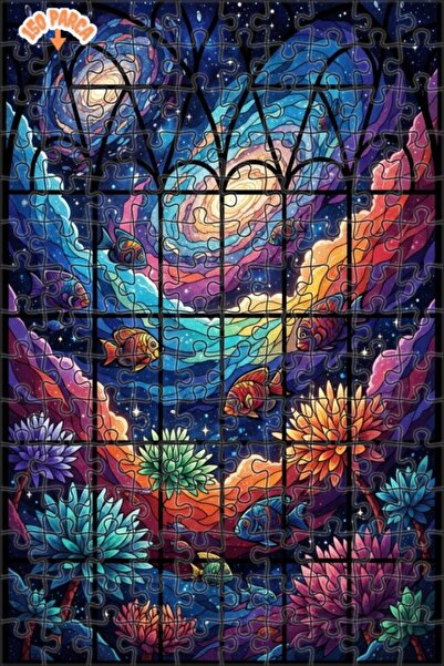 Teona Ahşap لغز خشبي على شكل سمكة جالاكسي بتصميم فسيفسائي ملون ذو طبقتين 150 ...