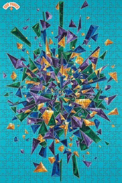 Teona Ahşap لغز خشبي ذو طبقتين بإطار ذو مظهر هندسي مائي، 500 قطعة، 50x30 سم