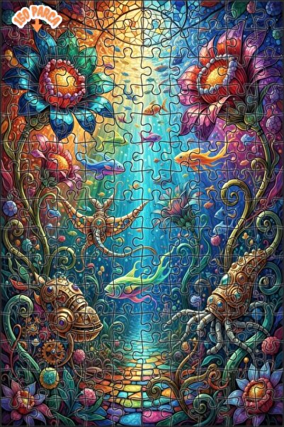 Teona Ahşap Magical Undersea Flowers Oil Painting Lookalike Double Layer Fram...