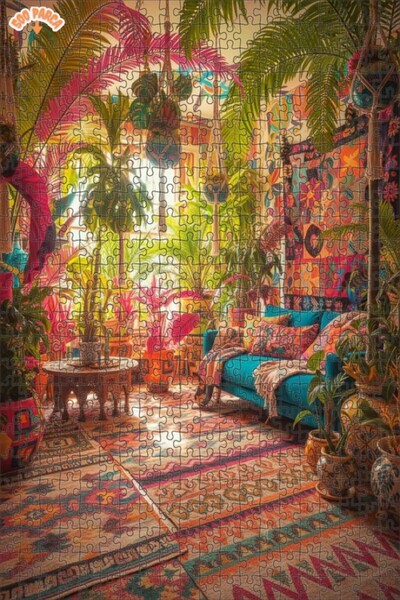 Teona Ahşap Bohemian Garden Style Colorful Floral Wall Tapestry Double-Layer ...