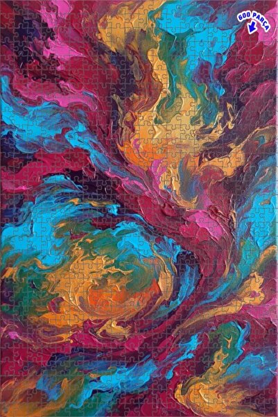 Teona Ahşap لغز خشبي مؤطر ذو طبقتين بمظهر فني تجريدي بألوان نابضة بالحياة 600...