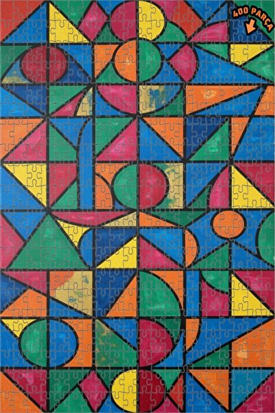 Teona Ahşap لغز خشبي بإطار مزدوج الطبقات بألوان هندسية 400 قطعة 35x35