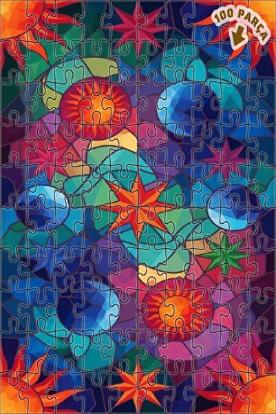 Teona Ahşap لغز خشبي مؤطر بطبقتين من موزاييك الشمس والنجوم 100 قطعة 25x25