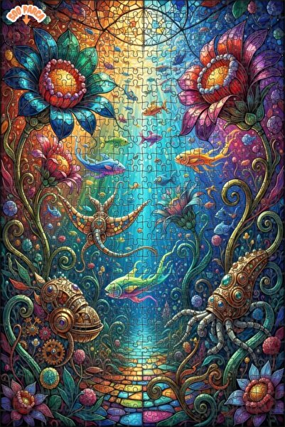 Teona Ahşap Magical Undersea Flowers Oil Painting Lookalike Double Layer Fram...