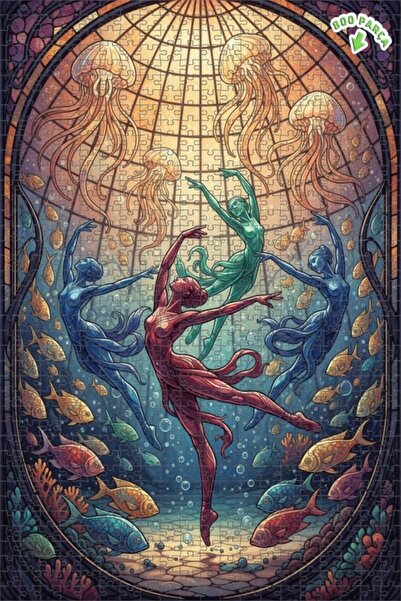 Teona Ahşap لغز خشبي ذو طبقتين على شكل راقصات الباليه ووحوش البحر على طراز آر...