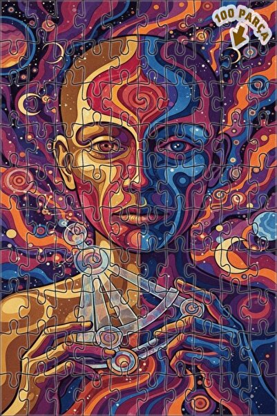 Teona Ahşap لوحة زيتية لشخصية بشرية مفعمّة بالروحانية والروح الكونية، لوحة خش...