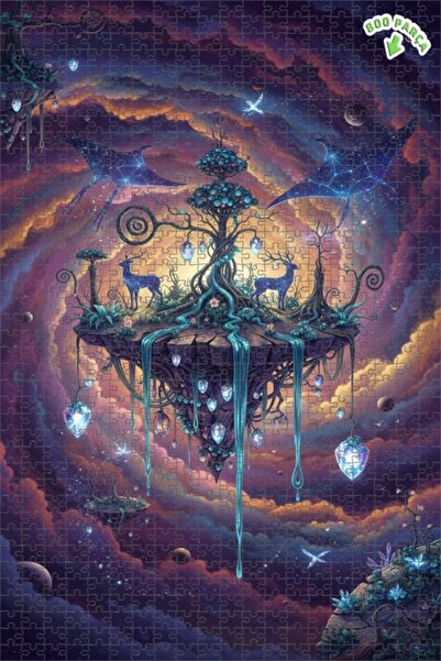 Teona Ahşap لغز خشبي رائع على شكل شجرة فلكية وغزلان، ذو طبقتين، 800 قطعة، 70x...