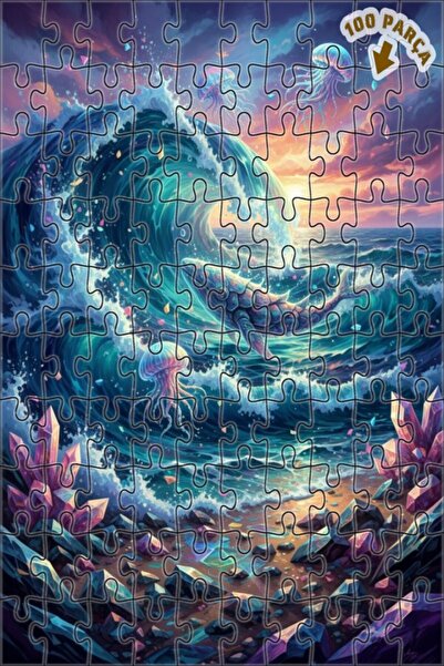 Teona Ahşap لغز فني رائع على شكل حوت المحيط وقنديل البحر مرسوم بالزيت 100 قطع...