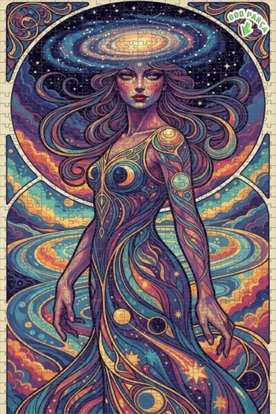 Teona Ahşap لغز خشبي بإطار ذو طبقتين بمظهر الألوان المائية، ملكة الكون، 800 ق...