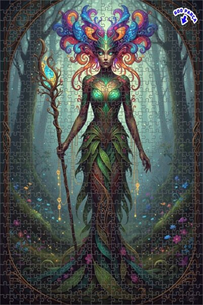 Teona Ahşap لغز خشبي مؤطر بطبقتين بمظهر ألوان مائية لجنية الغابة السحرية 600 ...