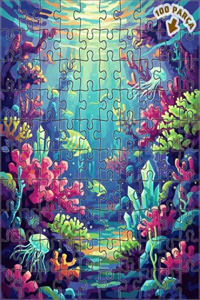 Teona Ahşap لغز خشبي بمظهر لوحة زيتية لغابة كريستالية سحرية تحت البحر 100 قطع...