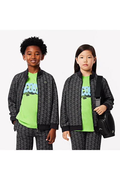 Lacoste Çocuk Fermuarlı Monogram Siyah Sweatshirt