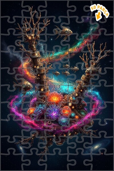 Teona Ahşap لغز خشبي ذو طبقتين من ستيامبنك جالاكتيك فيشز، 50 قطعة، مقاس 15×25