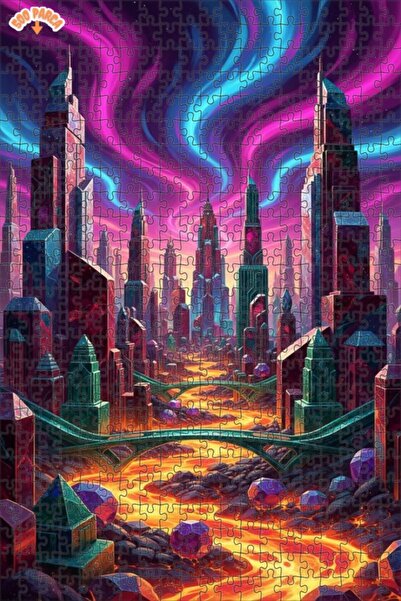 Teona Ahşap لغز خشبي مؤطر من طابقين من سلسلة كريستال سيتي ليجيندز 500 قطعة 50x30