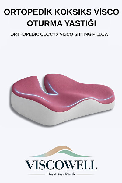 ViscoWell Visco Ortopedik, Kaydırmaz Tabanlı Koksiks Oturma Minderi %100 Visco