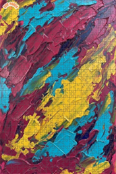 Teona Ahşap لوحة فنية تجريدية بتأثير انفجار الطاقة، لوحة زيتية بإطار خشبي مزد...