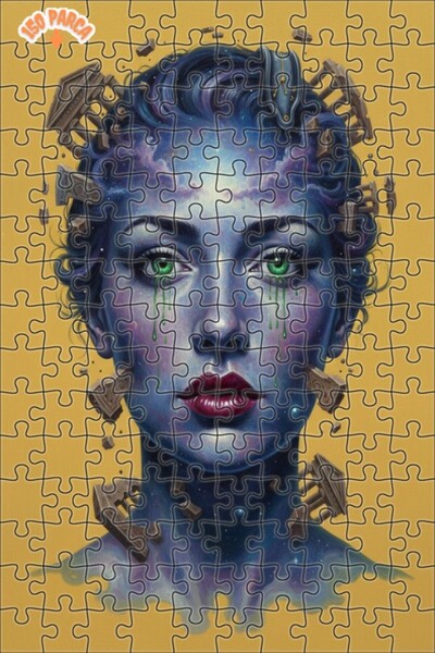 Teona Ahşap The Secrets of the Galactic Face Oil Painting Lookalike Double La...