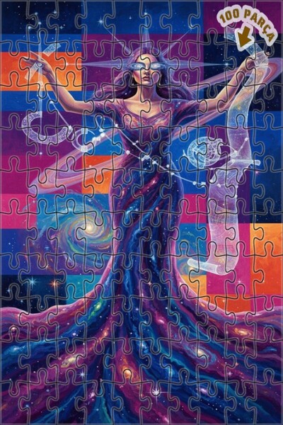 Teona Ahşap لغز خشبي مؤطر ذو طابقين بتصميم فني يشبه لوحة زيتية لامرأة بين الن...