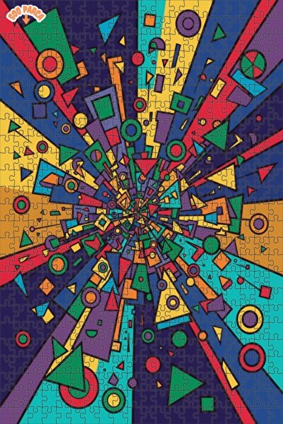 Teona Ahşap Geometric Explosion Modern Art Double-Layer Framed Wooden Puzzle ...